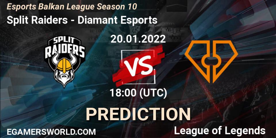 Split Raiders - Diamant Esports: прогноз. 20.01.2022 at 18:00, LoL, Esports Balkan League Season 10