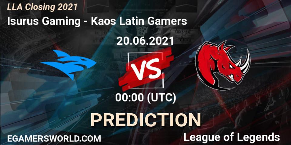 Isurus Gaming - Kaos Latin Gamers: прогноз. 20.06.2021 at 00:00, LoL, LLA Closing 2021