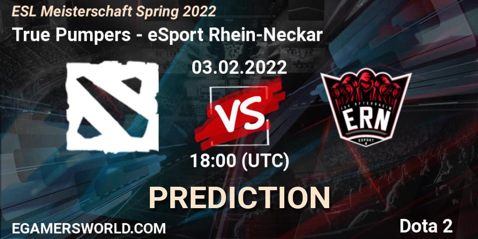 True Pumpers - eSport Rhein-Neckar: прогноз. 03.02.2022 at 17:59, Dota 2, ESL Meisterschaft Spring 2022