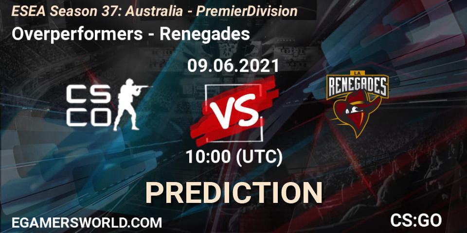 Overperformers - Renegades: прогноз. 09.06.2021 at 10:00, Counter-Strike (CS2), ESEA Season 37: Australia - Premier Division