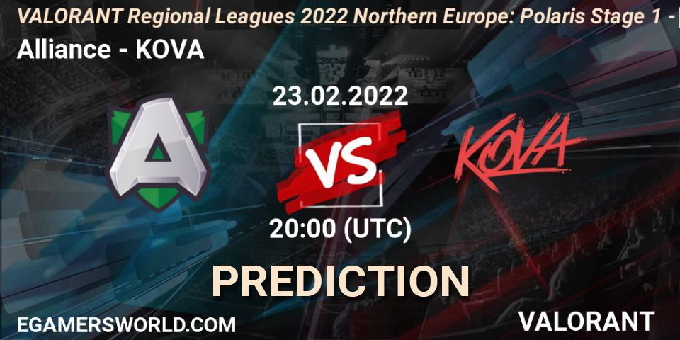 Alliance - KOVA: прогноз. 23.02.2022 at 20:00, VALORANT, VALORANT Regional Leagues 2022 Northern Europe: Polaris Stage 1 - Regular Season