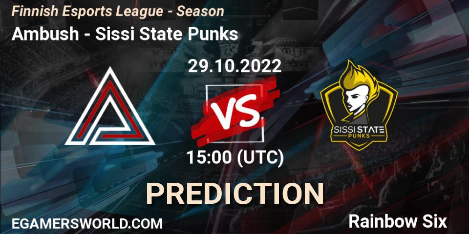 Ambush - Sissi State Punks: прогноз. 29.10.2022 at 11:00, Rainbow Six, Finnish Esports League - Season 