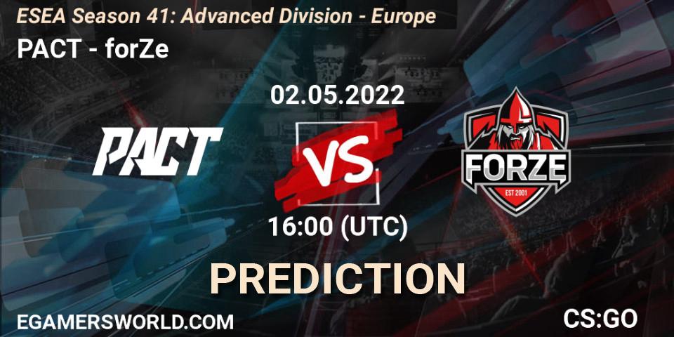 PACT - forZe: прогноз. 03.06.2022 at 15:00, Counter-Strike (CS2), ESEA Season 41: Advanced Division - Europe