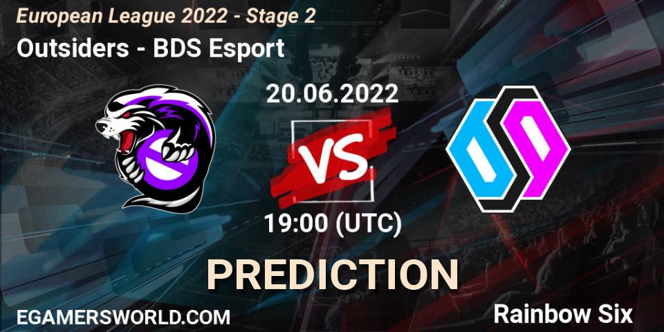 Outsiders - BDS Esport: прогноз. 20.06.2022 at 19:00, Rainbow Six, European League 2022 - Stage 2