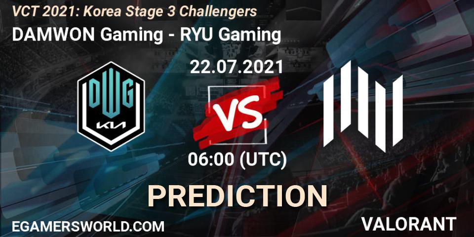 DAMWON Gaming - RYU Gaming: прогноз. 22.07.2021 at 06:00, VALORANT, VCT 2021: Korea Stage 3 Challengers
