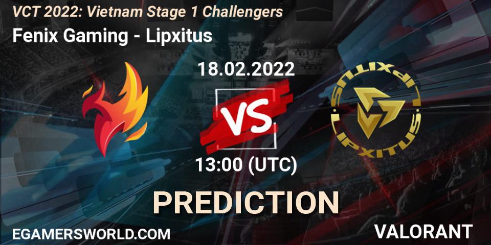 Fenix Gaming - Lipxitus: прогноз. 18.02.2022 at 13:00, VALORANT, VCT 2022: Vietnam Stage 1 Challengers