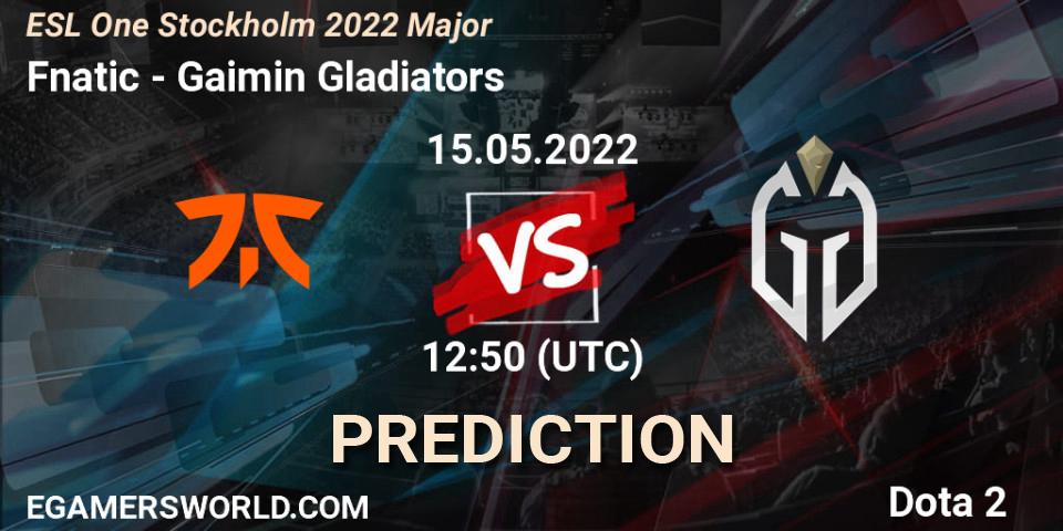 Fnatic - Gaimin Gladiators: прогноз. 15.05.2022 at 12:45, Dota 2, ESL One Stockholm 2022 Major