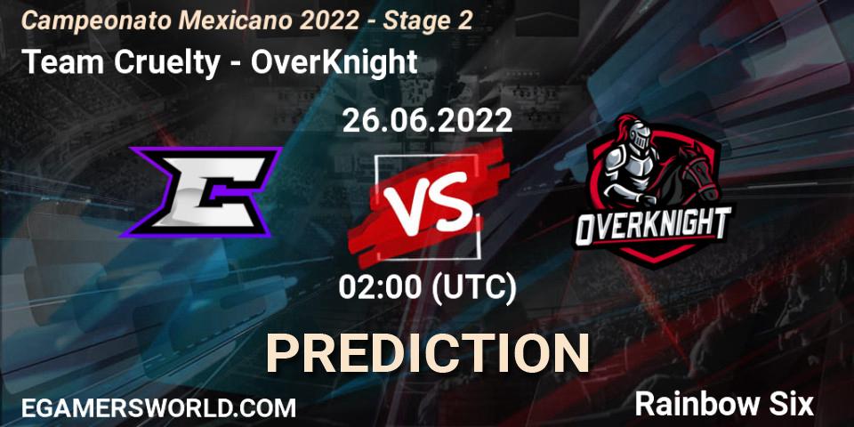 Team Cruelty - OverKnight: прогноз. 26.06.2022 at 02:00, Rainbow Six, Campeonato Mexicano 2022 - Stage 2