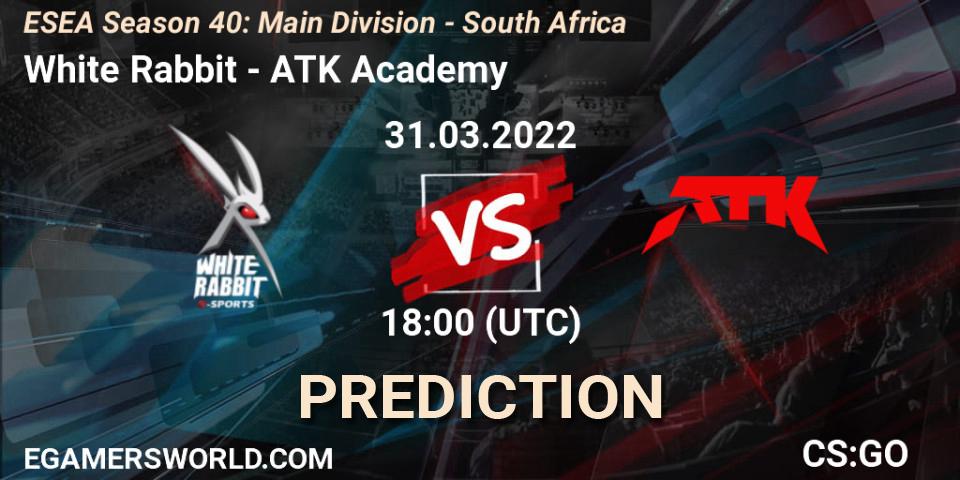 White Rabbit - ATK Academy: прогноз. 31.03.22, CS2 (CS:GO), ESEA Season 40: Main Division - South Africa