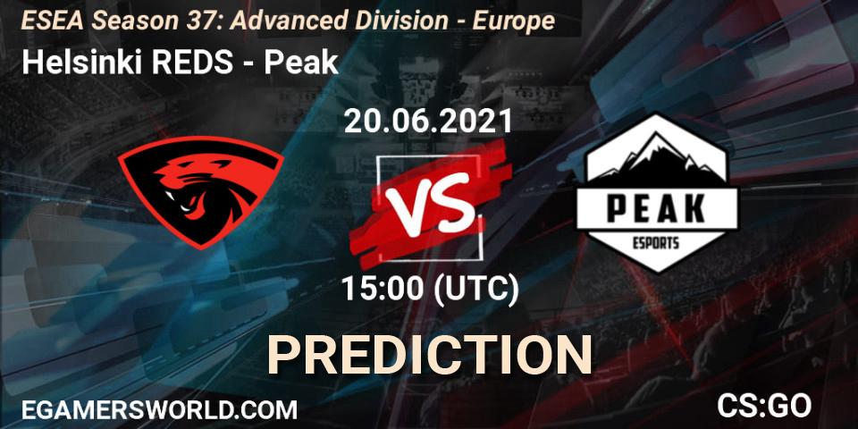 Helsinki REDS - Peak: прогноз. 20.06.2021 at 15:00, Counter-Strike (CS2), ESEA Season 37: Advanced Division - Europe