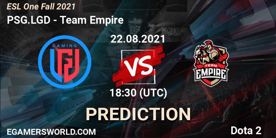 PSG.LGD - Team Empire: прогноз. 22.08.2021 at 18:27, Dota 2, ESL One Fall 2021