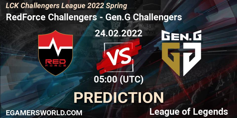 RedForce Challengers - Gen.G Challengers: прогноз. 24.02.2022 at 05:00, LoL, LCK Challengers League 2022 Spring