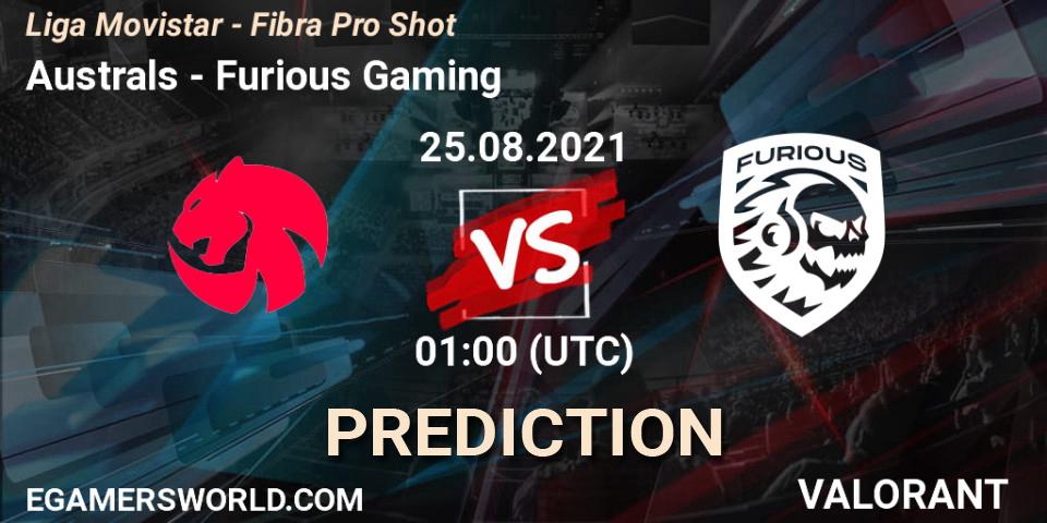 Australs - Furious Gaming: прогноз. 25.08.2021 at 02:00, VALORANT, Liga Movistar - Fibra Pro Shot