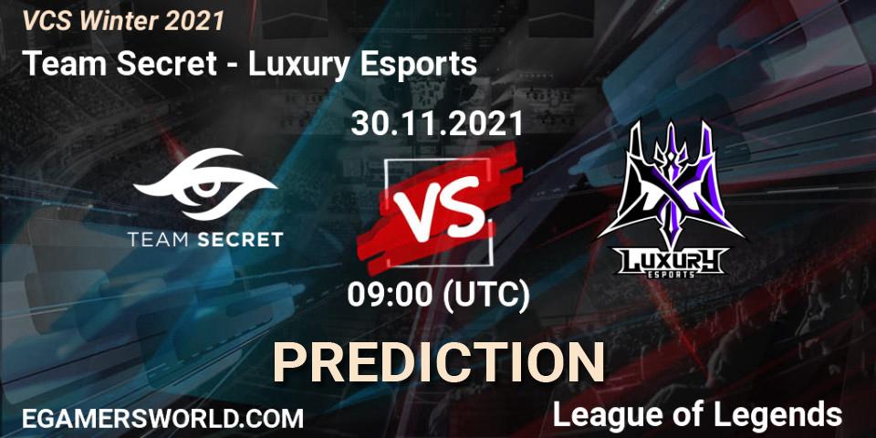 Team Secret - Luxury Esports: прогноз. 30.11.2021 at 09:00, LoL, VCS Winter 2021