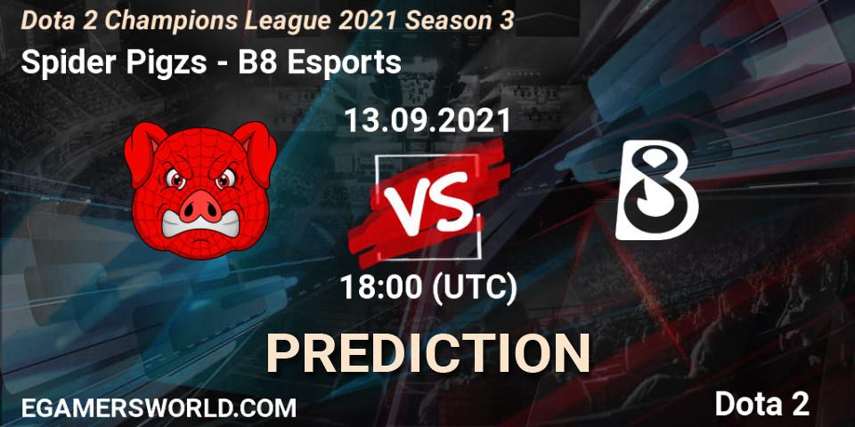 Spider Pigzs - B8 Esports: прогноз. 13.09.2021 at 18:04, Dota 2, Dota 2 Champions League 2021 Season 3