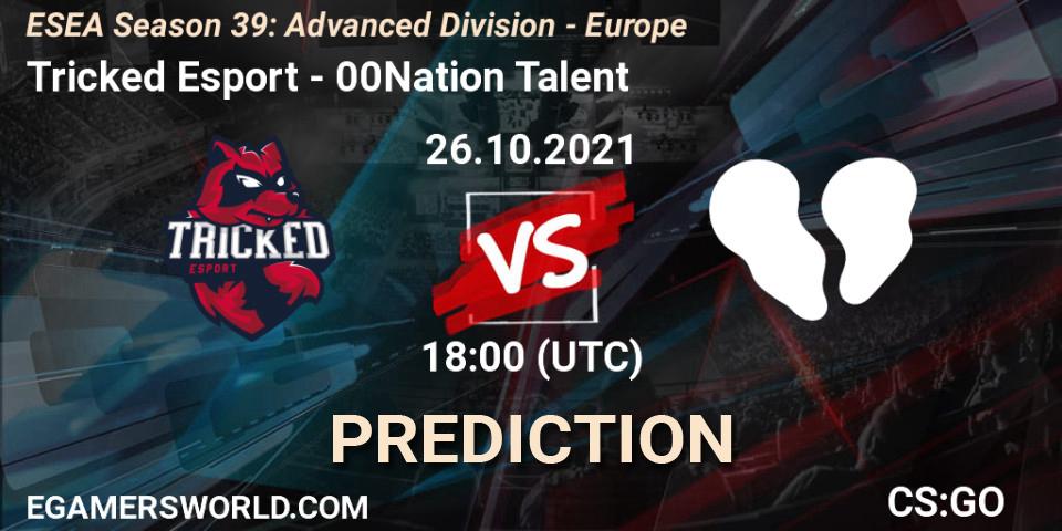 Tricked Esport - 00Nation Talent: прогноз. 26.10.2021 at 18:00, Counter-Strike (CS2), ESEA Season 39: Advanced Division - Europe