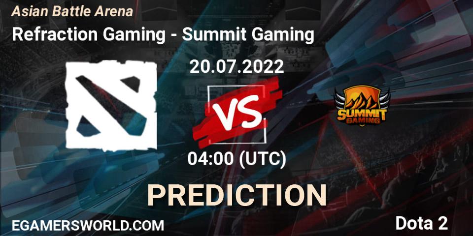 Refraction Gaming - Summit Gaming: прогноз. 20.07.2022 at 04:00, Dota 2, Asian Battle Arena