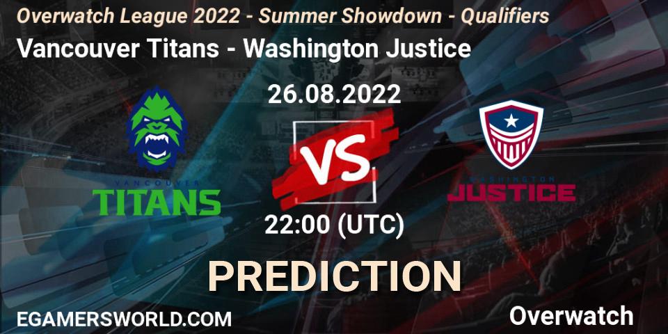 Vancouver Titans - Washington Justice: прогноз. 26.08.22, Overwatch, Overwatch League 2022 - Summer Showdown - Qualifiers