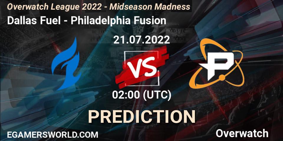 Dallas Fuel - Philadelphia Fusion: прогноз. 21.07.2022 at 03:00, Overwatch, Overwatch League 2022 - Midseason Madness