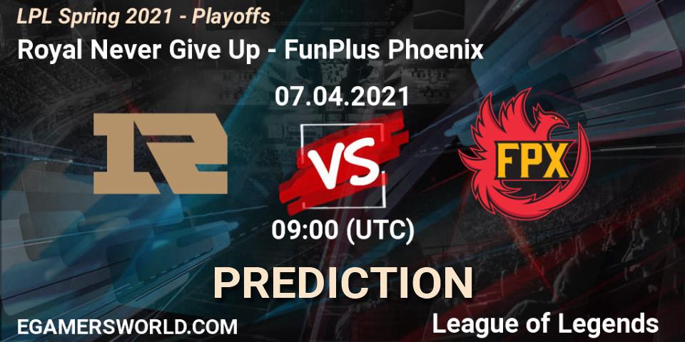 Royal Never Give Up - FunPlus Phoenix: прогноз. 07.04.2021 at 09:00, LoL, LPL Spring 2021 - Playoffs
