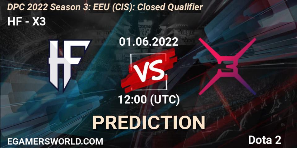 HF - X3: прогноз. 01.06.2022 at 12:00, Dota 2, DPC 2022 Season 3: EEU (CIS): Closed Qualifier