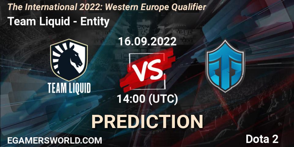 Team Liquid - Entity: прогноз. 16.09.2022 at 16:07, Dota 2, The International 2022: Western Europe Qualifier