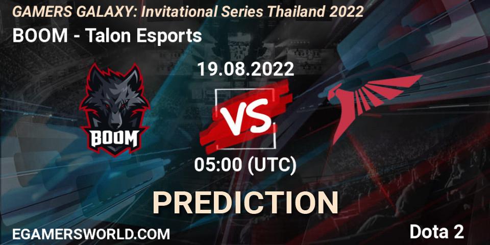 BOOM - Talon Esports: прогноз. 19.08.2022 at 05:45, Dota 2, GAMERS GALAXY: Invitational Series Thailand 2022
