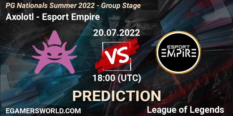 Axolotl - Esport Empire: прогноз. 20.07.2022 at 18:00, LoL, PG Nationals Summer 2022 - Group Stage