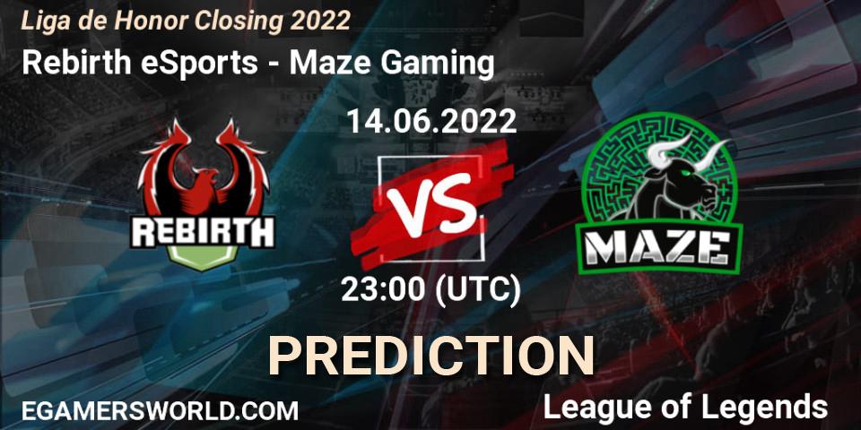 Rebirth eSports - Maze Gaming: прогноз. 14.06.2022 at 23:00, LoL, Liga de Honor Closing 2022