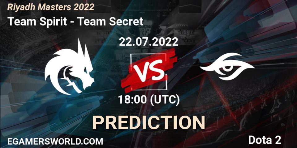 Team Spirit - Team Secret: прогноз. 22.07.2022 at 18:07, Dota 2, Riyadh Masters 2022