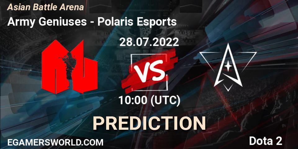 Army Geniuses - Polaris Esports: прогноз. 28.07.2022 at 10:23, Dota 2, Asian Battle Arena