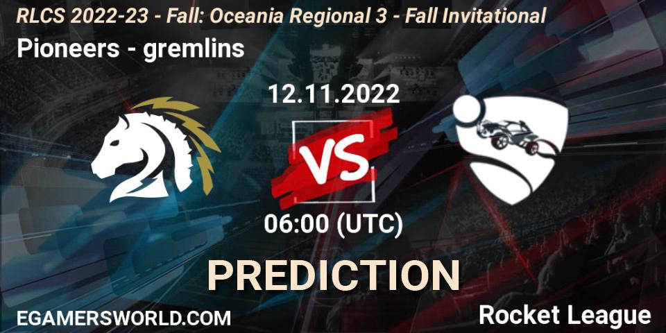Pioneers - gremlins: прогноз. 12.11.2022 at 06:00, Rocket League, RLCS 2022-23 - Fall: Oceania Regional 3 - Fall Invitational