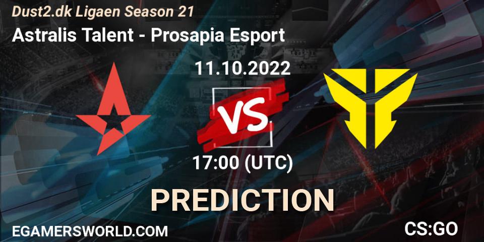 Astralis Talent - Prosapia Esport: прогноз. 11.10.2022 at 17:00, Counter-Strike (CS2), Dust2.dk Ligaen Season 21