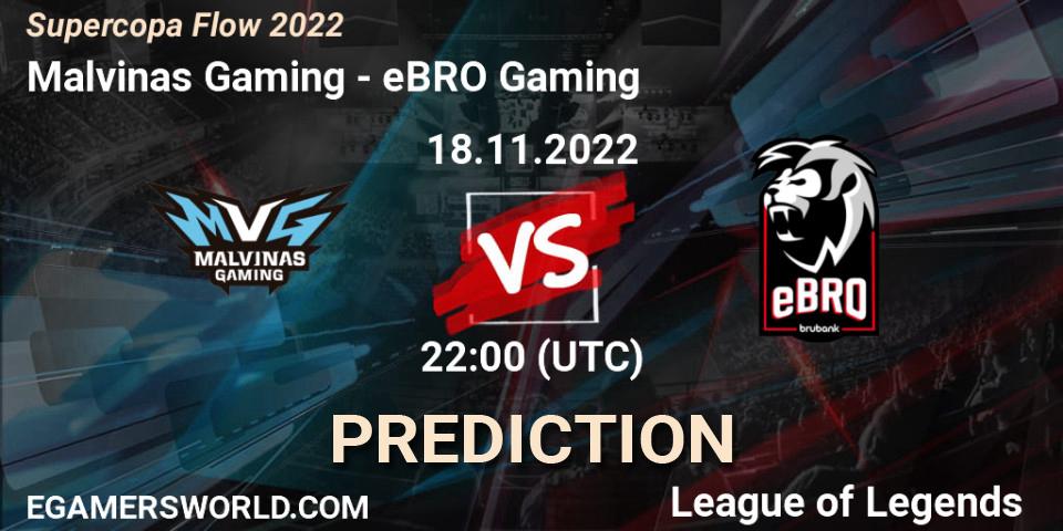 Malvinas Gaming - eBRO Gaming: прогноз. 18.11.2022 at 22:00, LoL, Supercopa Flow 2022