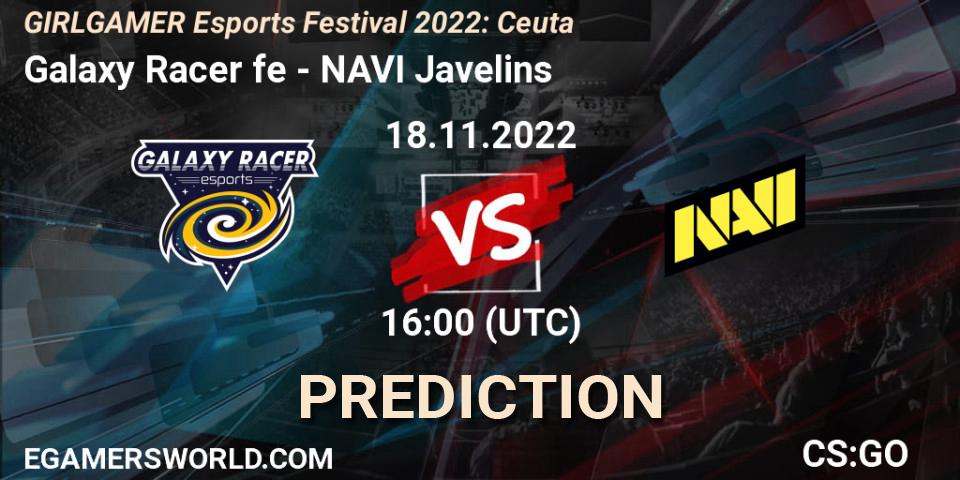 Galaxy Racer fe - NAVI Javelins: прогноз. 18.11.2022 at 16:00, Counter-Strike (CS2), GIRLGAMER Esports Festival 2022: Ceuta