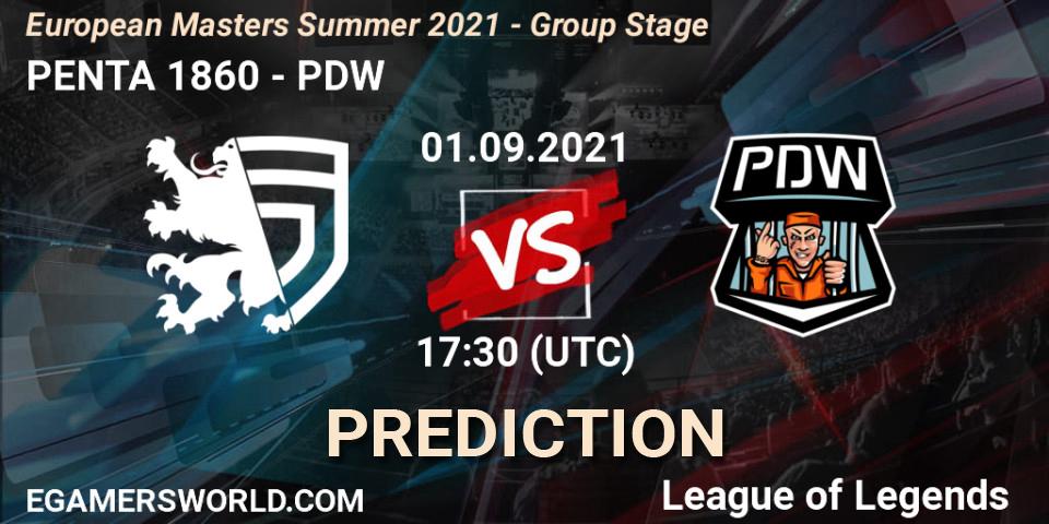 PENTA 1860 - PDW: прогноз. 01.09.2021 at 17:30, LoL, European Masters Summer 2021 - Group Stage
