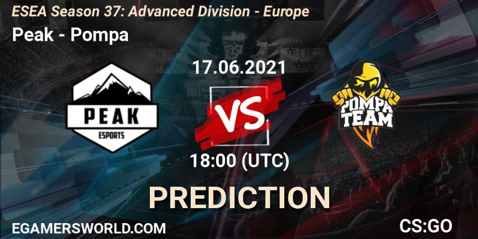 Peak - Pompa: прогноз. 17.06.2021 at 18:00, Counter-Strike (CS2), ESEA Season 37: Advanced Division - Europe