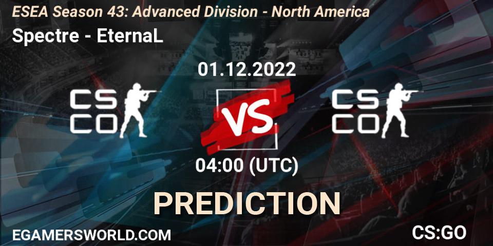 Spectre - EternaL: прогноз. 01.12.22, CS2 (CS:GO), ESEA Season 43: Advanced Division - North America