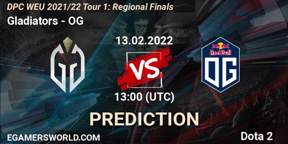 Gladiators - OG: прогноз. 13.02.2022 at 12:55, Dota 2, DPC WEU 2021/22 Tour 1: Regional Finals