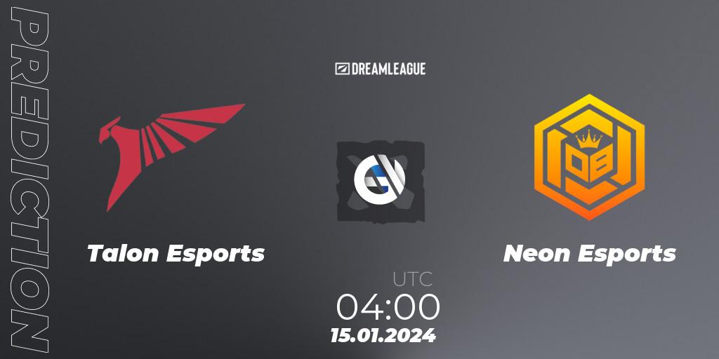 Talon Esports - Neon Esports: прогноз. 15.01.2024 at 04:00, Dota 2, DreamLeague Season 22: Southeast Asia Closed Qualifier