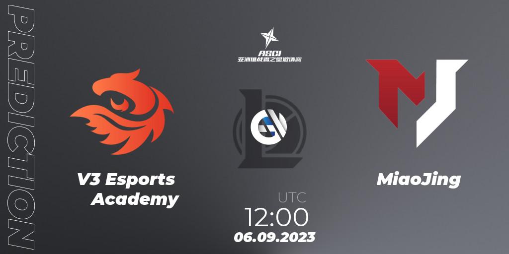 V3 Esports Academy - MiaoJing: прогноз. 06.09.2023 at 12:00, LoL, Asia Star Challengers Invitational 2023