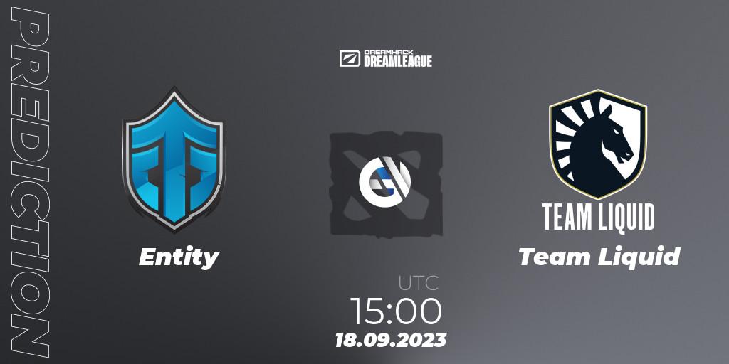 Entity - Team Liquid: прогноз. 18.09.2023 at 15:45, Dota 2, DreamLeague Season 21