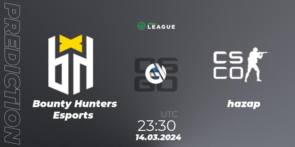 Bounty Hunters Esports - hazap: прогноз. 14.03.2024 at 23:30, Counter-Strike (CS2), ESEA Season 48: Open Division - South America