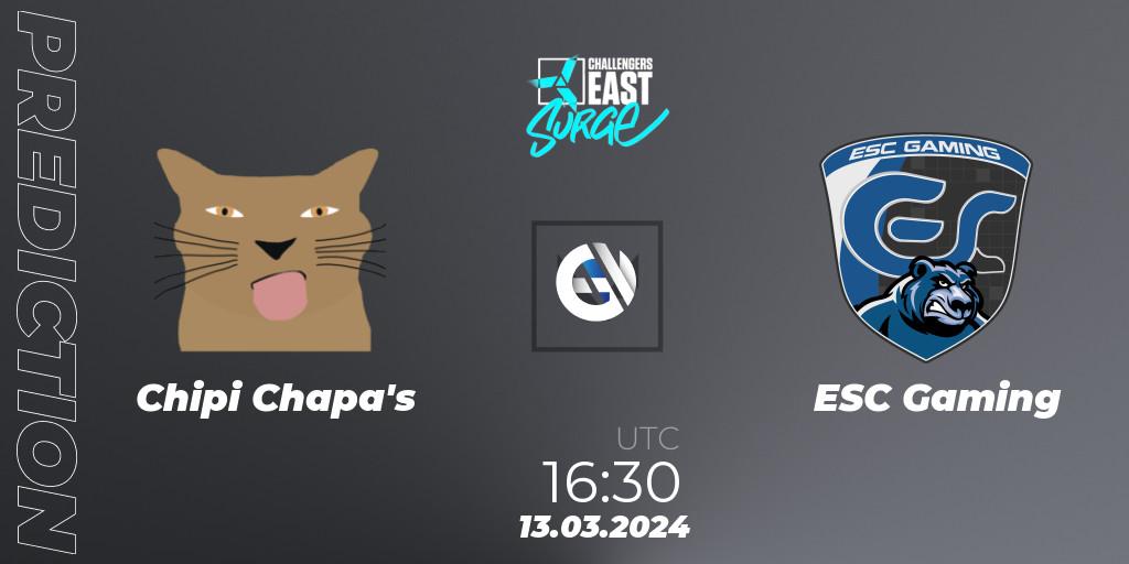 Chipi Chapa's - ESC Gaming: прогноз. 13.03.2024 at 17:15, VALORANT, VALORANT Challengers 2024 East: Surge Split 1
