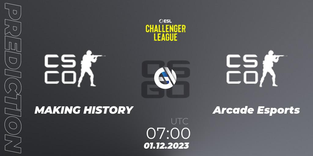 MAKING HISTORY - Arcade Esports: прогноз. 01.12.2023 at 07:00, Counter-Strike (CS2), ESL Challenger League Season 47: Oceania - Open Qualifier #2