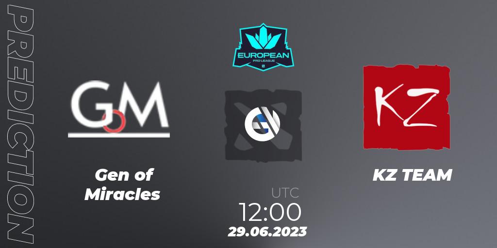 Gen of Miracles - KZ TEAM: прогноз. 28.06.2023 at 15:02, Dota 2, European Pro League Season 10