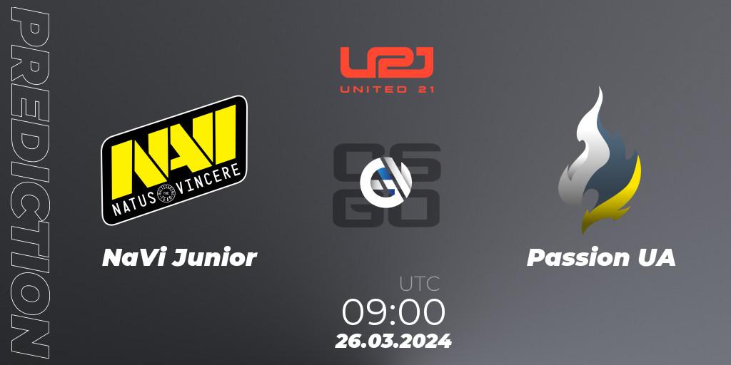 NaVi Junior - Passion UA: прогноз. 26.03.2024 at 09:00, Counter-Strike (CS2), United21 Season 13