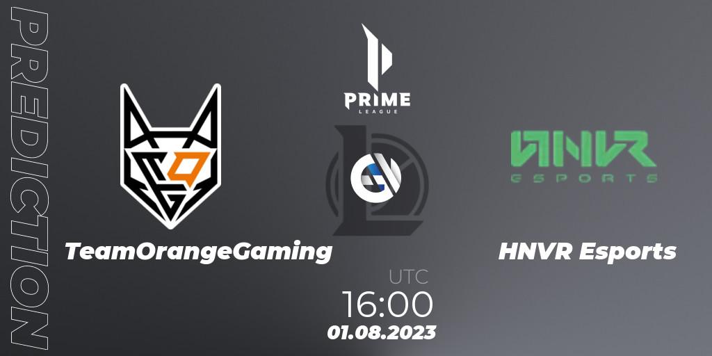TeamOrangeGaming - HNVR Esports: прогноз. 01.08.2023 at 16:00, LoL, Prime League 2nd Division Summer 2023