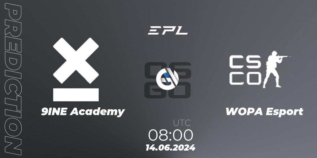 9INE Academy - WOPA Esport: прогноз. 14.06.2024 at 08:00, Counter-Strike (CS2), European Pro League Season 18: Division 2