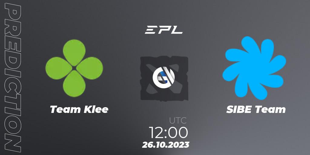 Team Klee - SIBE Team: прогноз. 26.10.2023 at 12:00, Dota 2, European Pro League Season 13